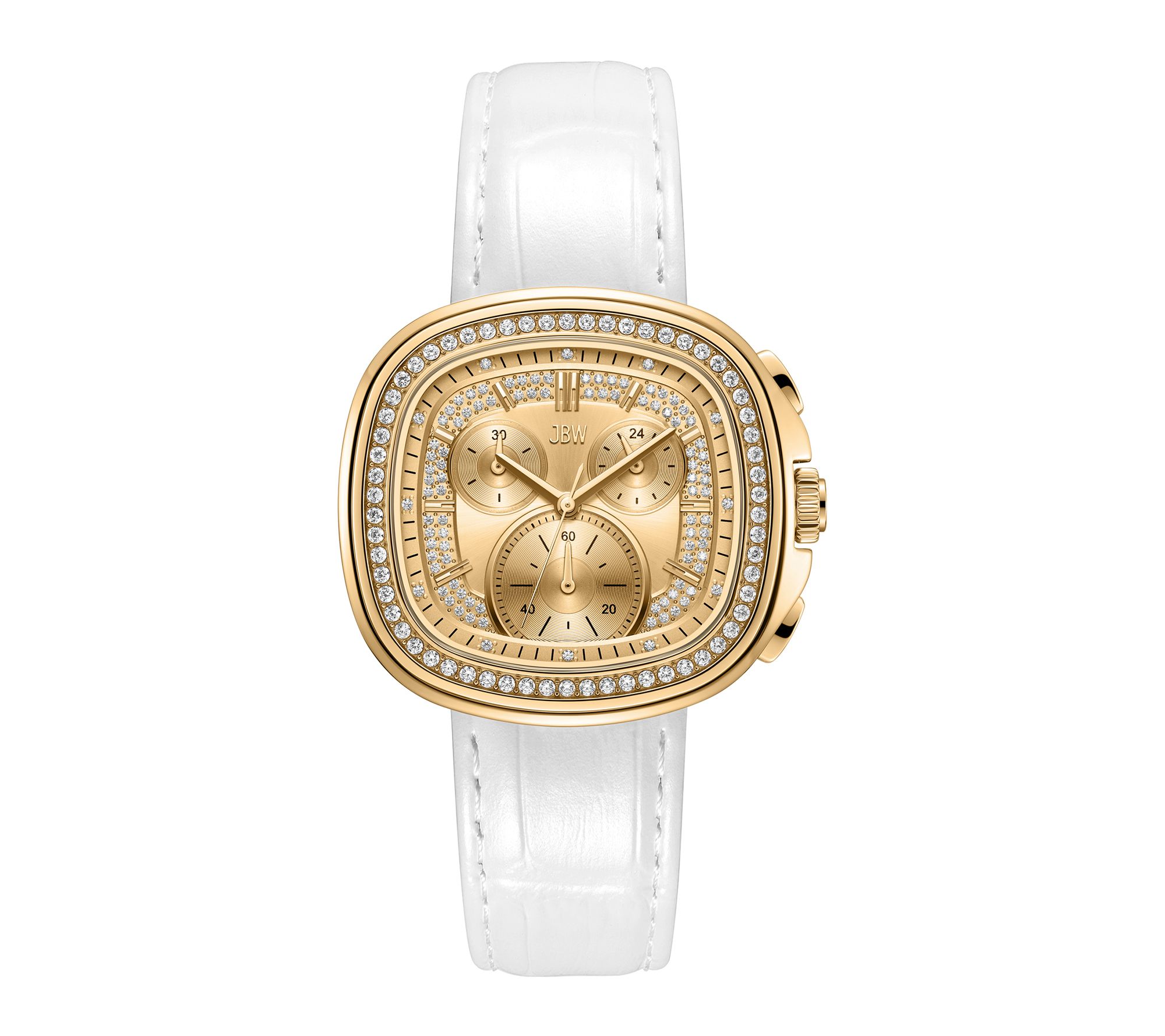 JBW Men's Coast 18K Gold Plated Crystal White Strap Watch