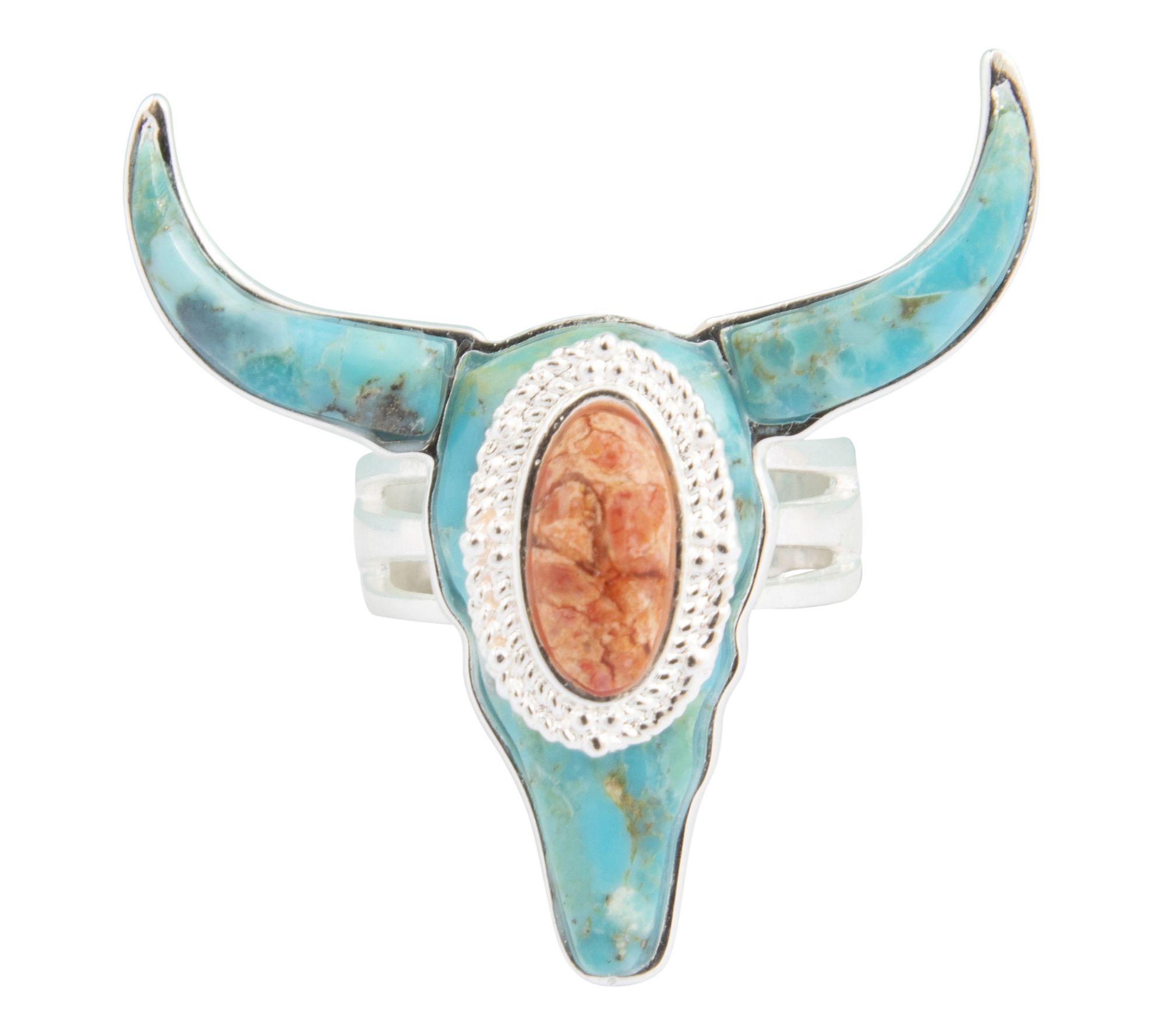 Barse Artisan Crafted Longhorn Blue Turquoise Ring