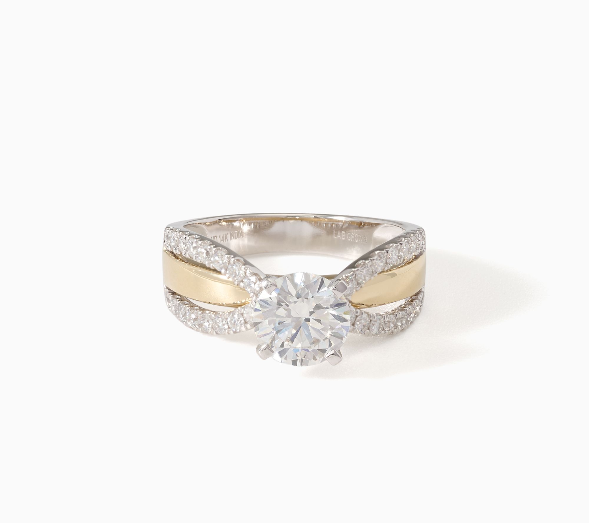 Fire Light Lab Grown Diamonds 2.00 ctw Round Center Ring, 14K