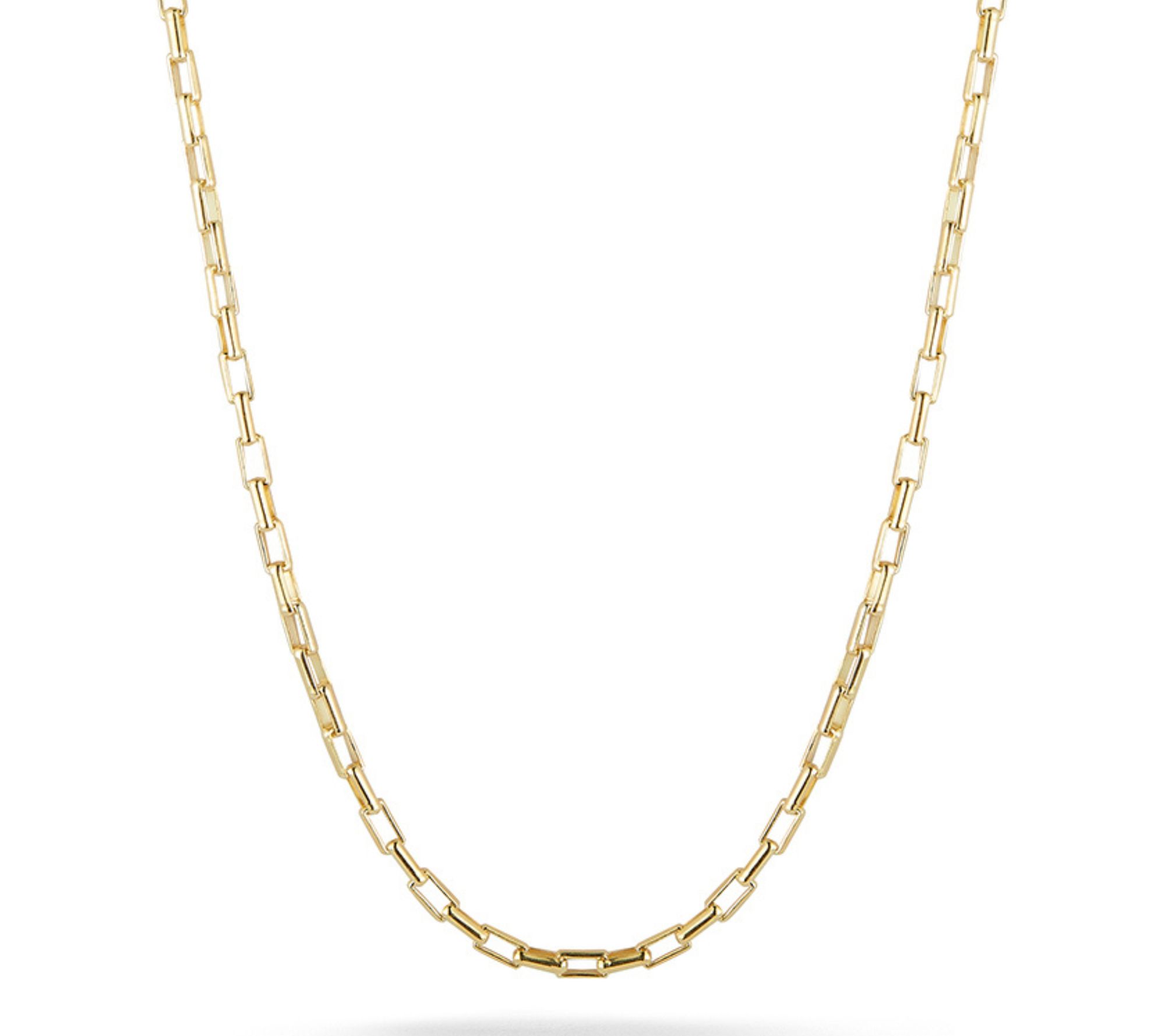 Italian Silver Squared Link Chain Necklace, Sterling