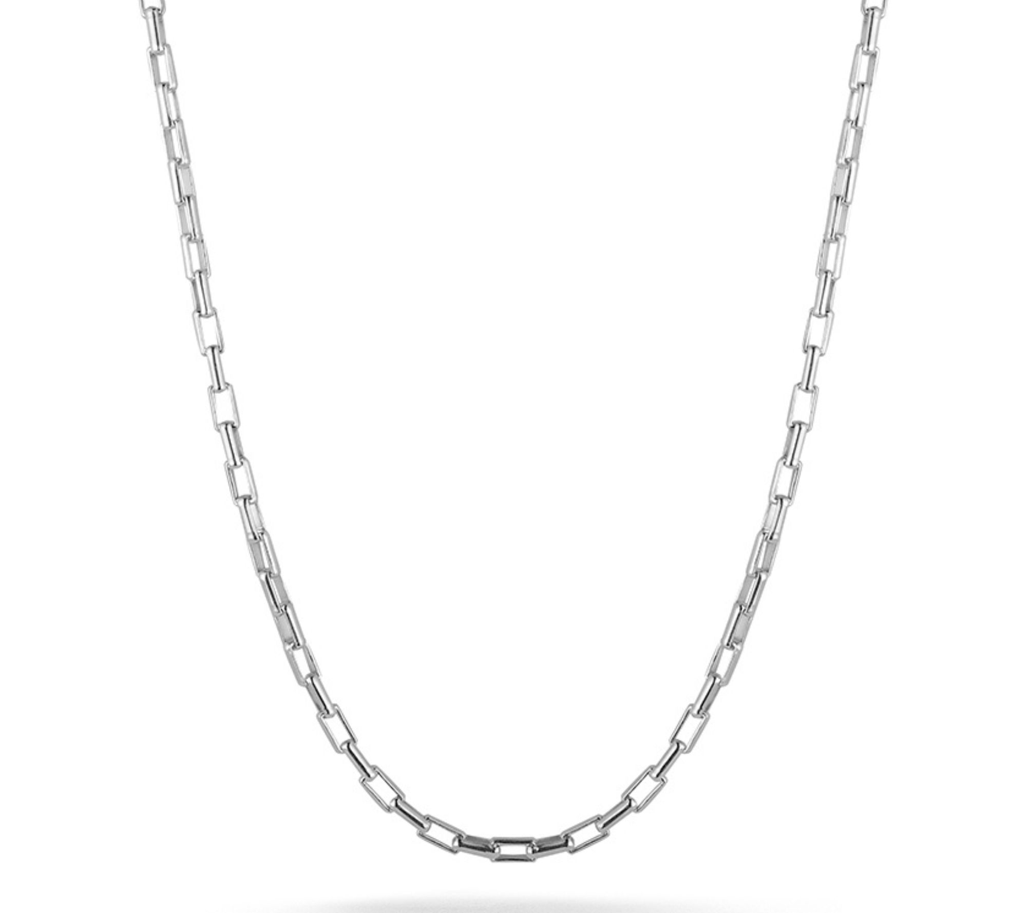 Italian Silver Squared Link Chain Necklace, Sterling