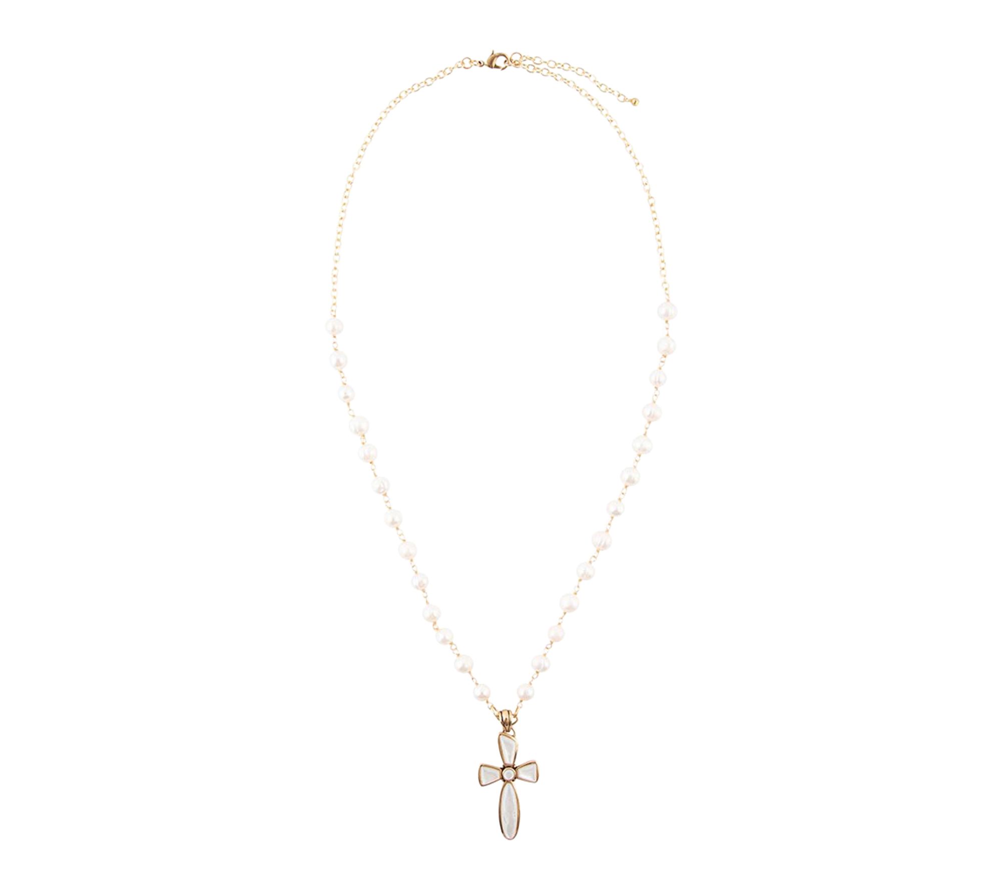 Barse Artisan Crafted Bronze & Pearl Cruzes Pendant Necklace