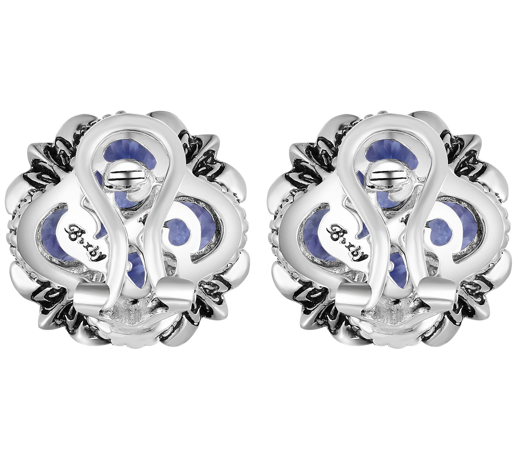 Barbara Bixby Sterling & 18K Tanzanite Flower Button Earrings