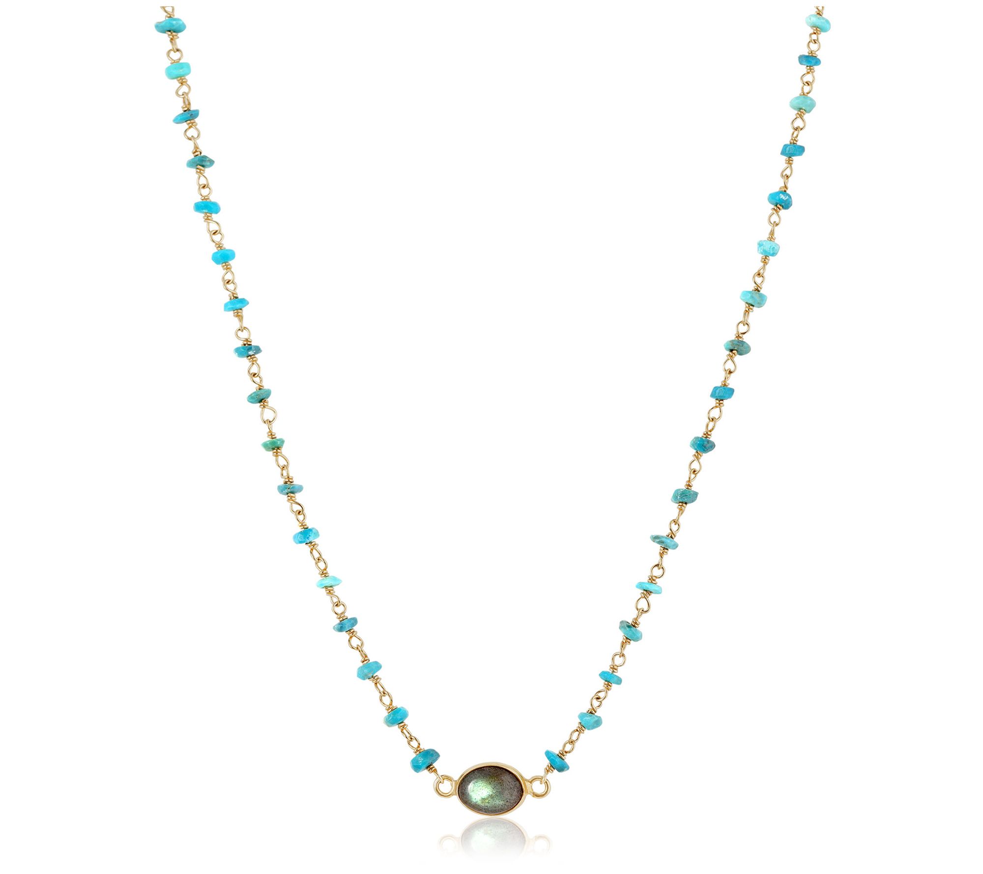 Sterling Silver Round Turquoise Beaded Necklace 