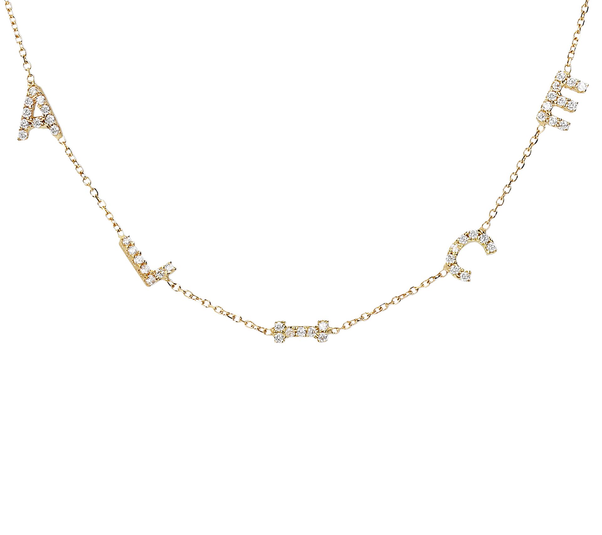 Diamonique Personalized 8 Letter Name Necklace,14K Gold