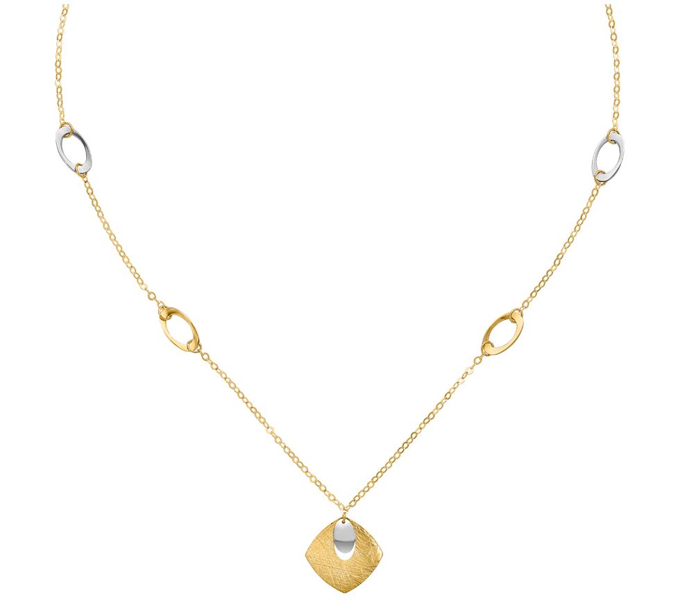 14K Gold TwoTone Polished And Textured Necklace