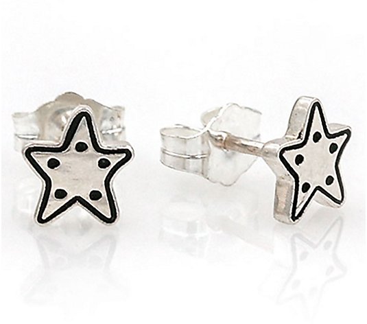 rain and bow Star Earrings, Sterling Silver