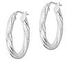 Italian Silver 7/8" Textured Oval Hoop Earrings