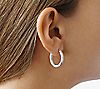 Italian Silver 7/8" Textured Oval Hoop Earrings, 2 of 2