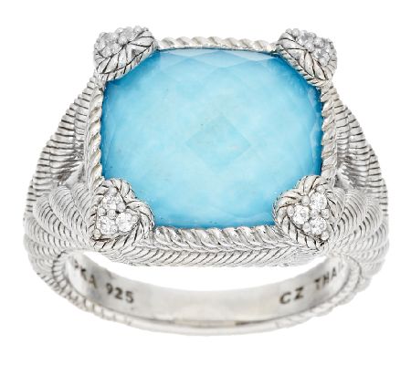 Judith Ripka Turquoise with Crystal Doublet Diamonique Ring - QVC.com
