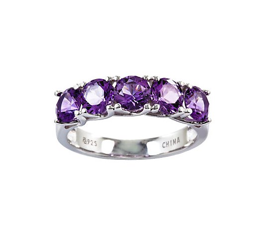 Sterling 2.20 cttw Amethyst 5-Stone Ring