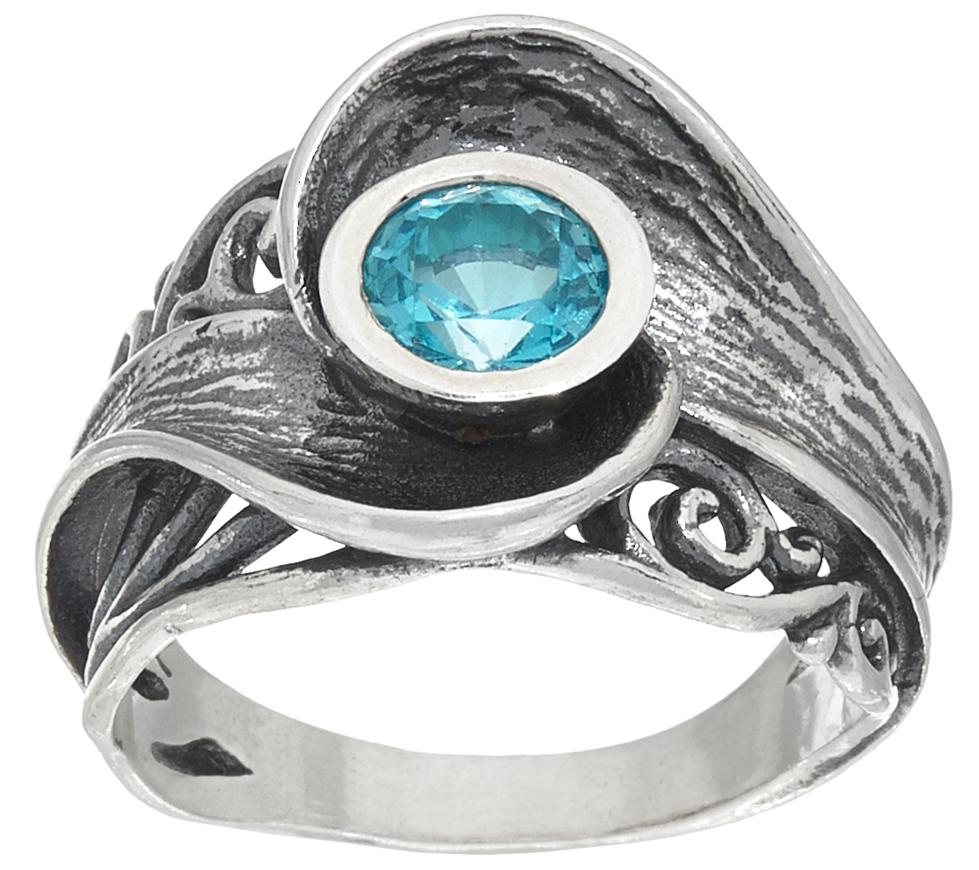 Or Paz Sterling Silver Blue Apatite Lace Design 0.70 ct Ring - QVC.com
