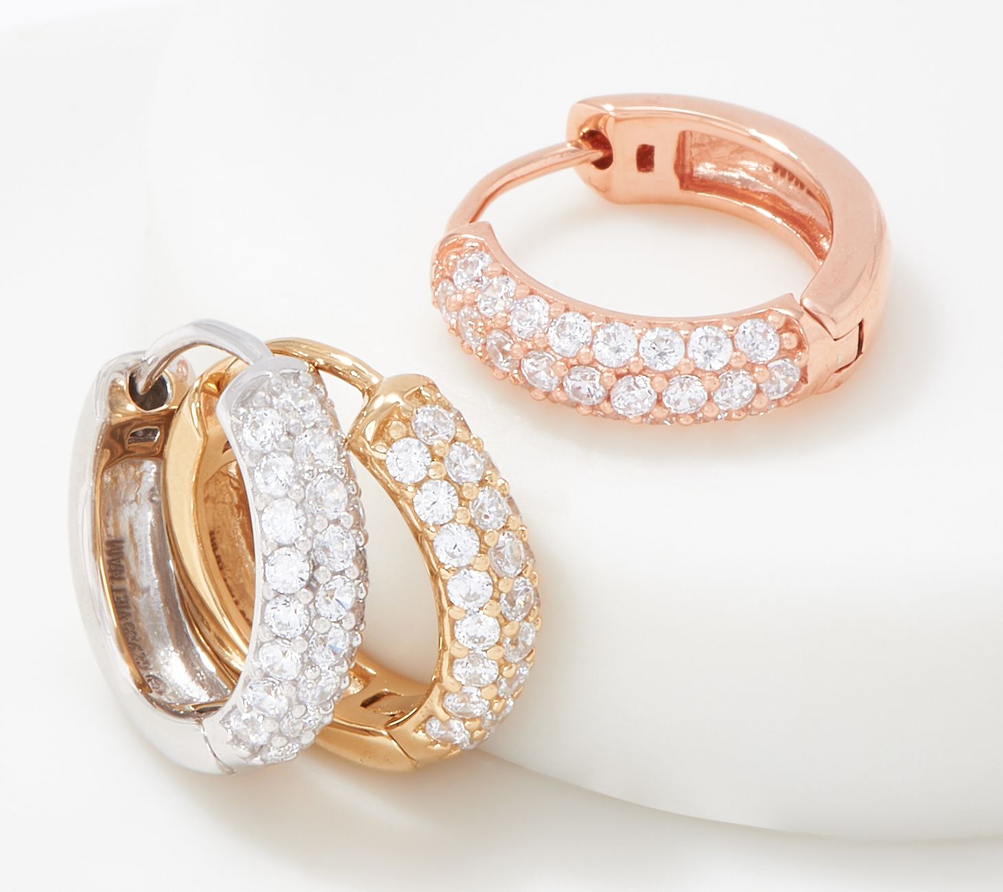 Diamonique Pave Huggie Hoop Earrings, Sterling Silver