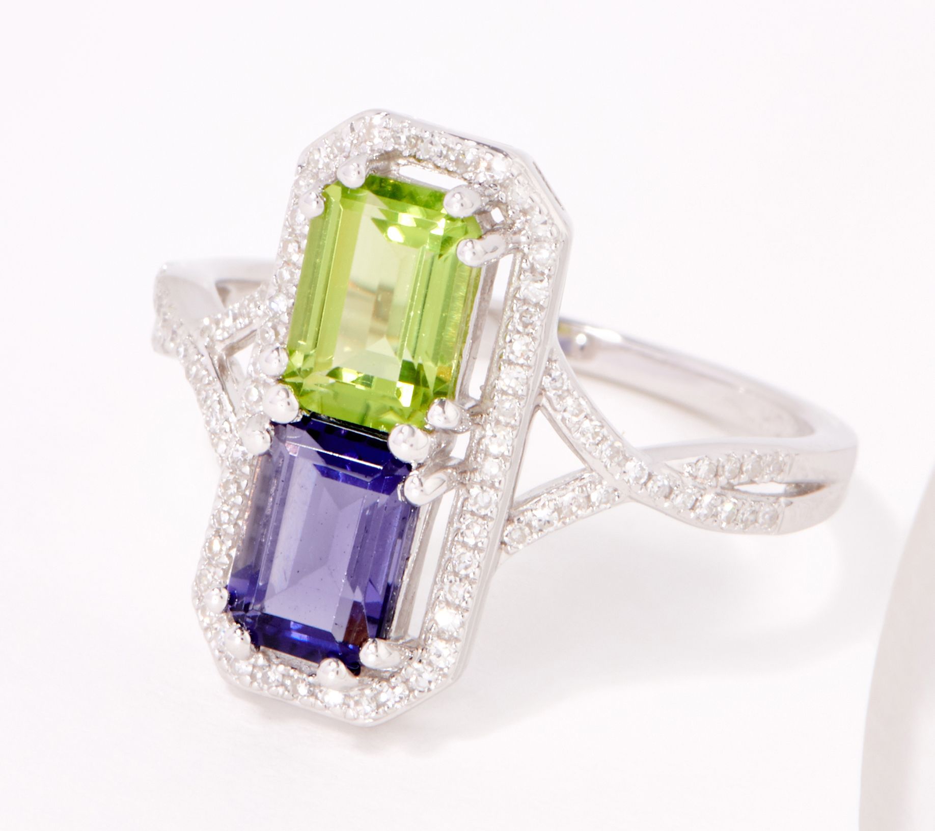 Affinity Gems BiColor Gemstone and Diamond Ring Sterling Silver