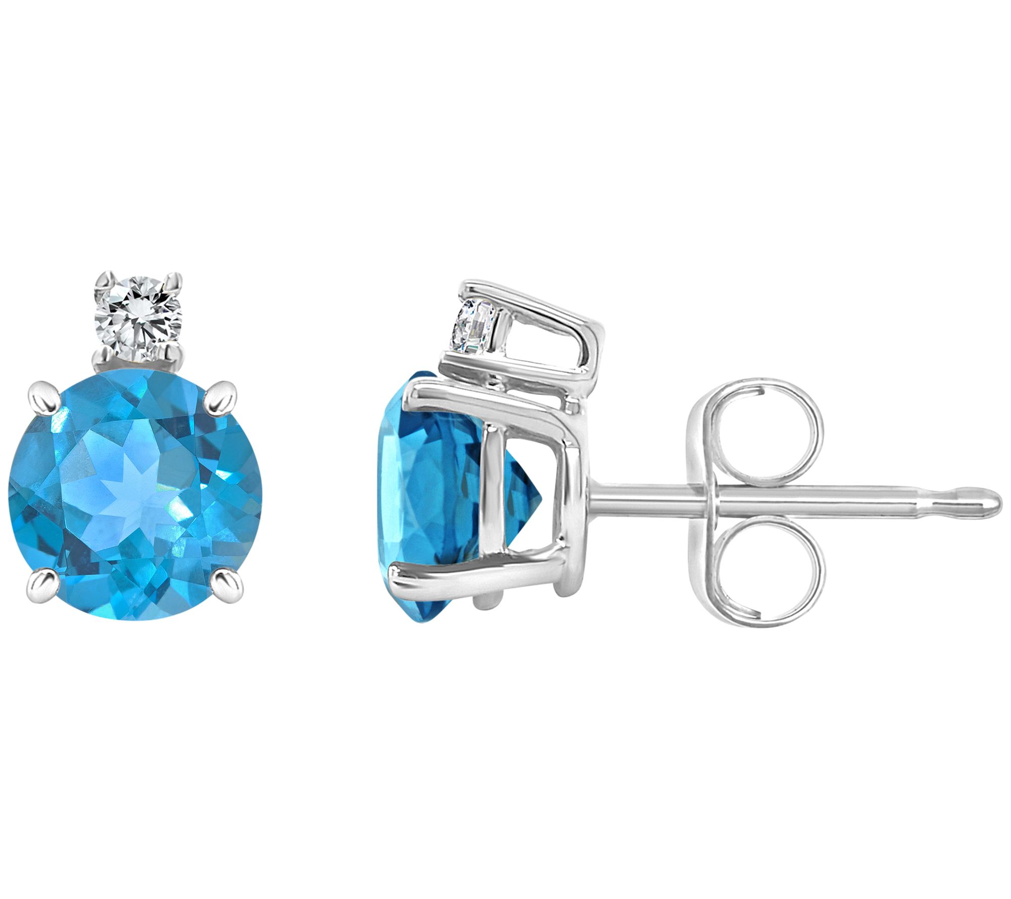 14K Gold 1.20 cttw Blue Topaz & Diamond Acc ent Earrings