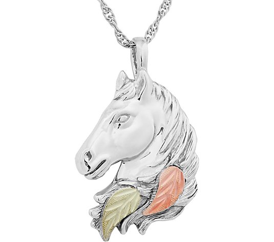 Black Hills Horse Pendant with Chain Sterling/12K Gold