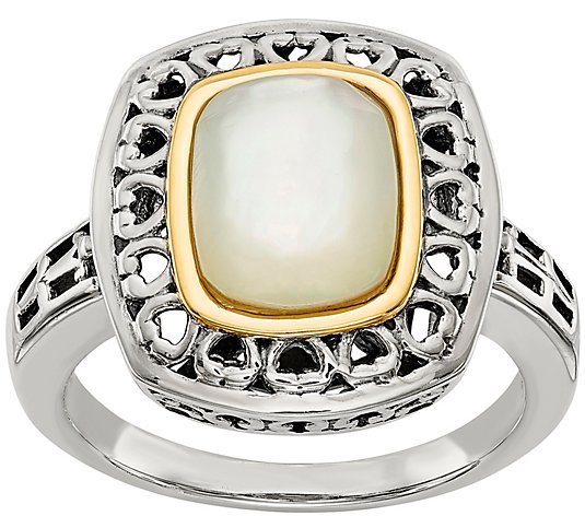 Sterling & 14K White Mother of Pearl Ring