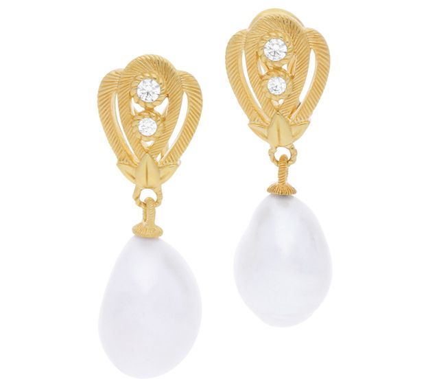 Judith Ripka Sterling & 14K-Clad Cultured PearlDrop Earrings - QVC.com