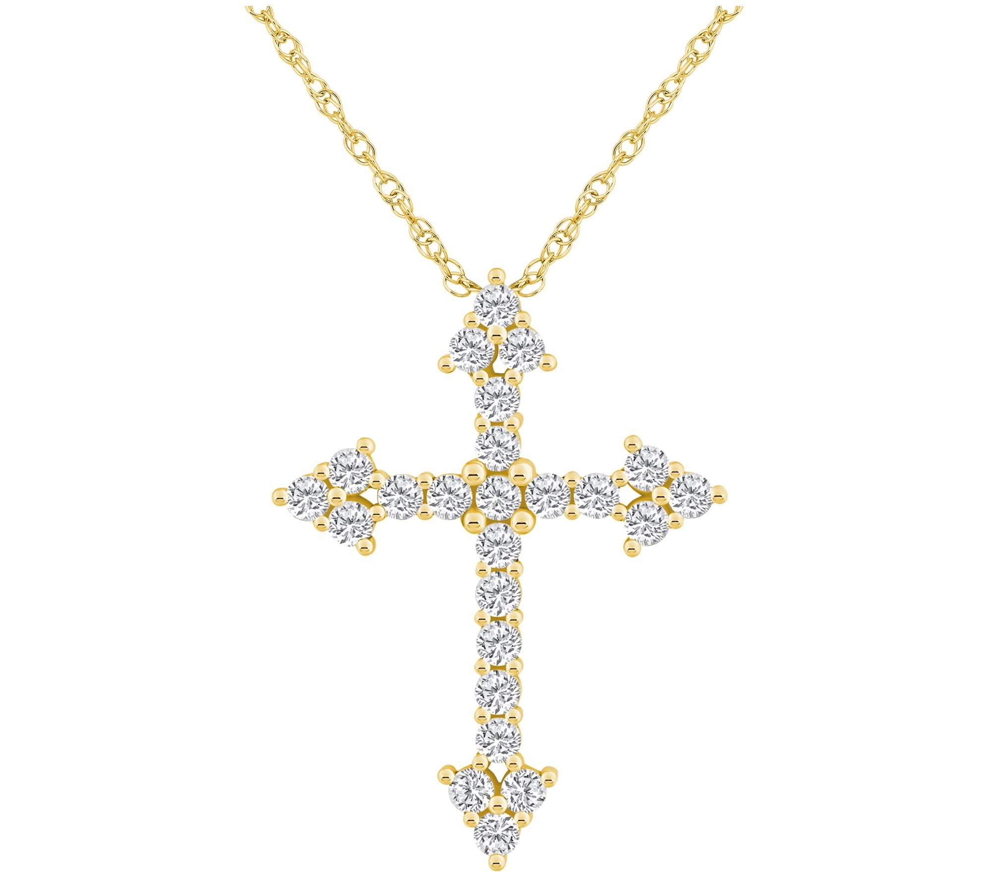 Affinity 1.00 cttw Diamond Pointed Cross Pendant w/ Chain, 14K