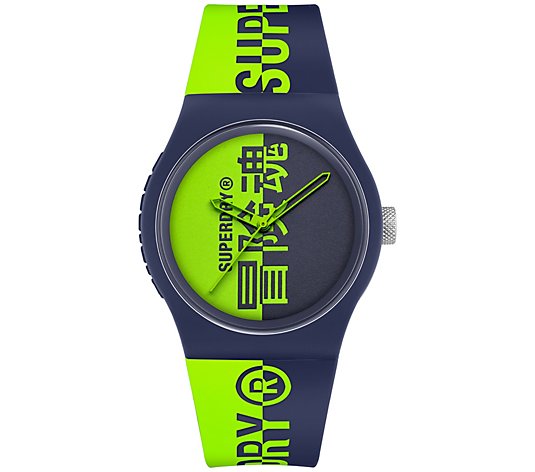 Superdry Unisex Green & Blue Silicone Strap Watch