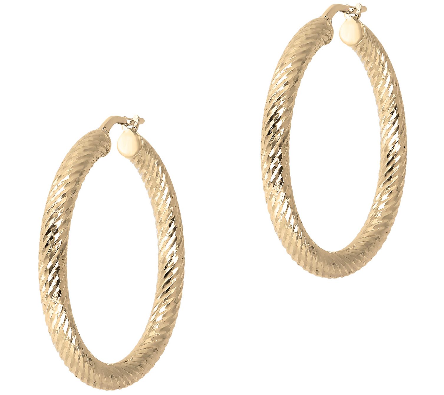 Italian Silver 11/2" Round Twisted Hoop Earrings