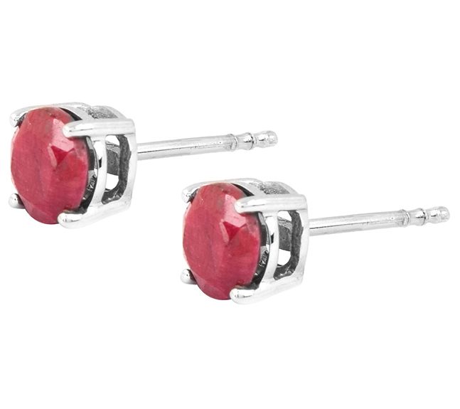 Affinity Gems K orundum Ruby St ud Earrings, St erling Silver