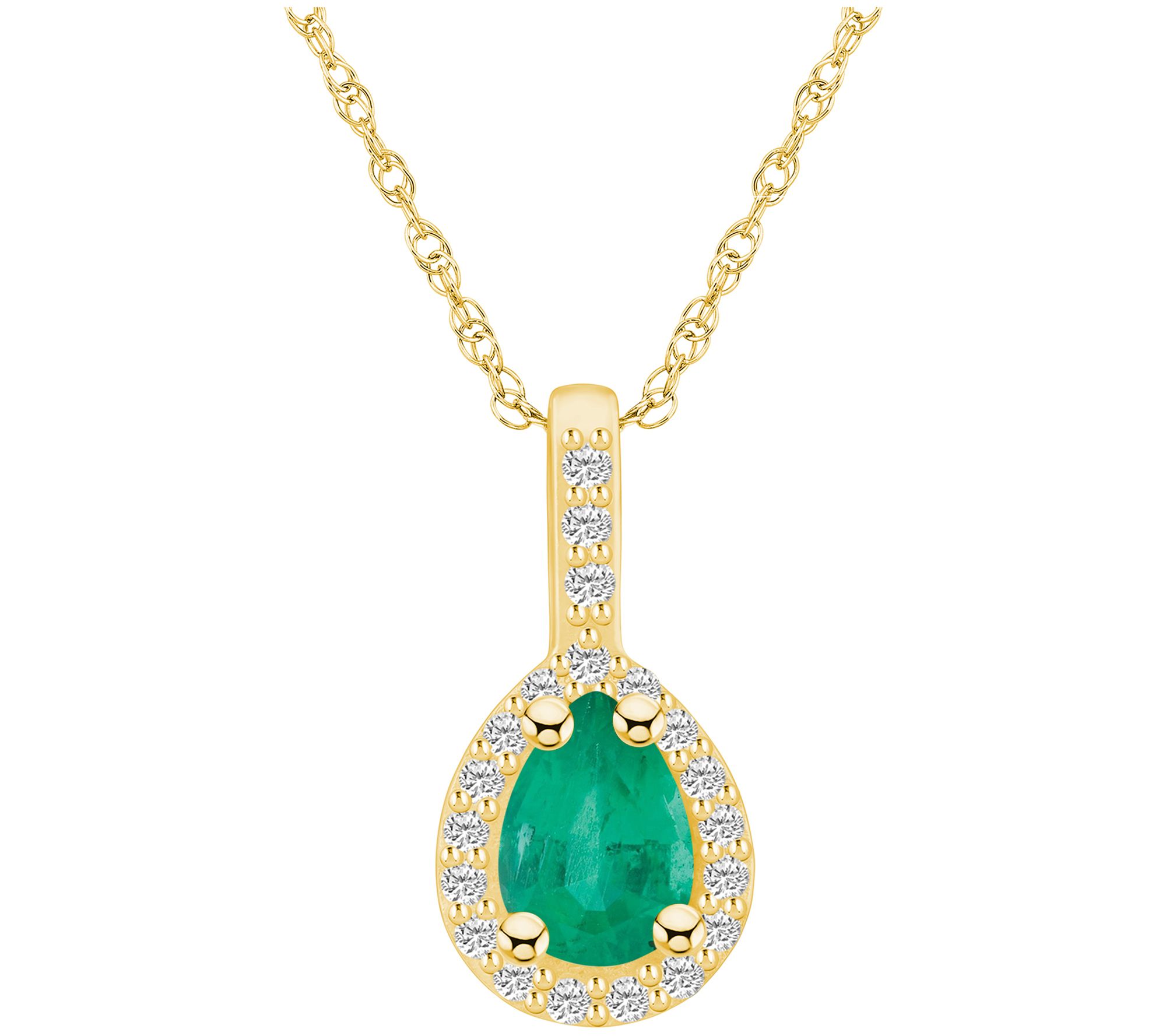 Affinity Gems Pear Gemstone & Diamond Pendant w/ Chain, 14K
