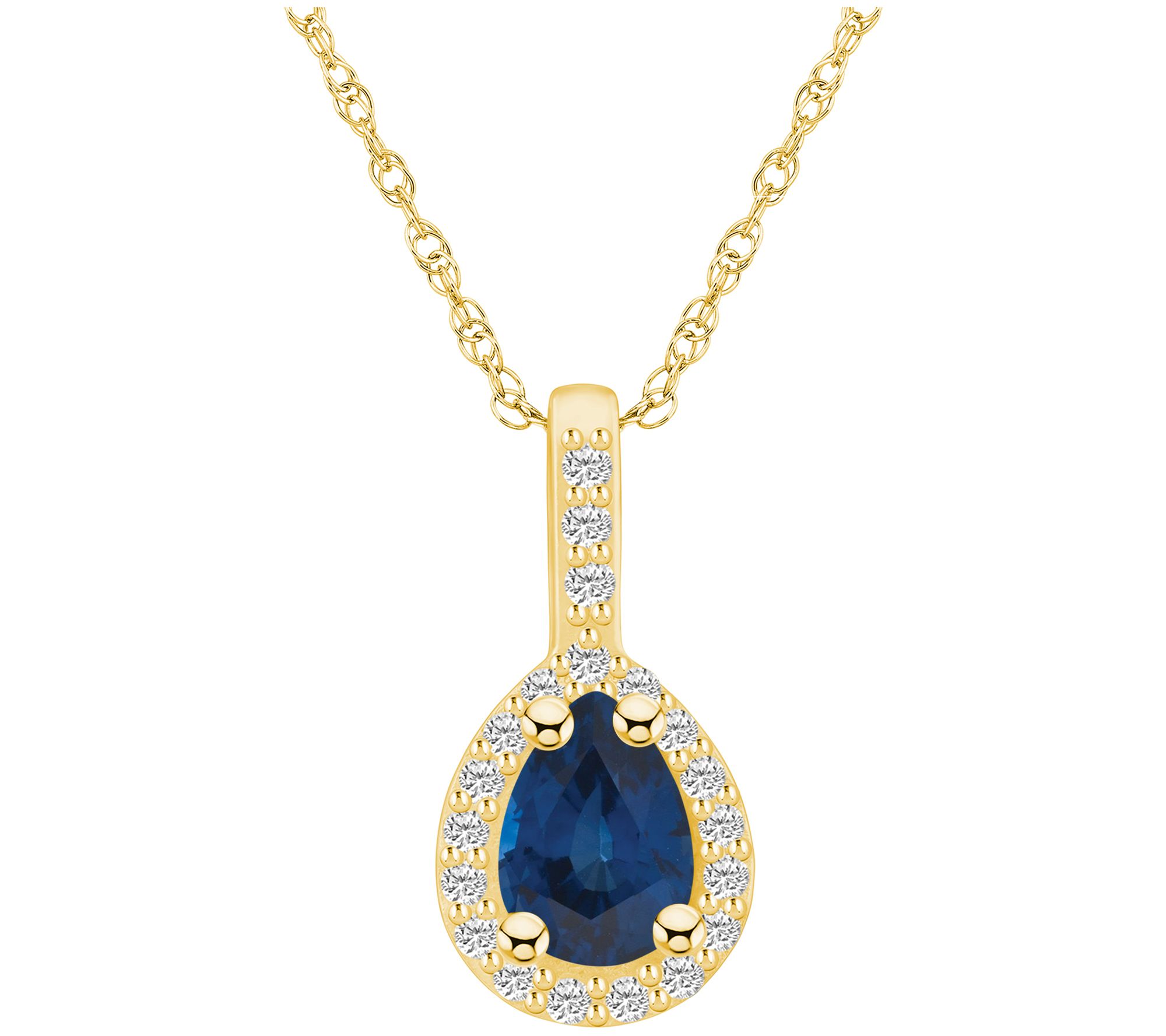 Affinity Gems Pear Gemstone & Diamond Pendant w/ Chain, 14K