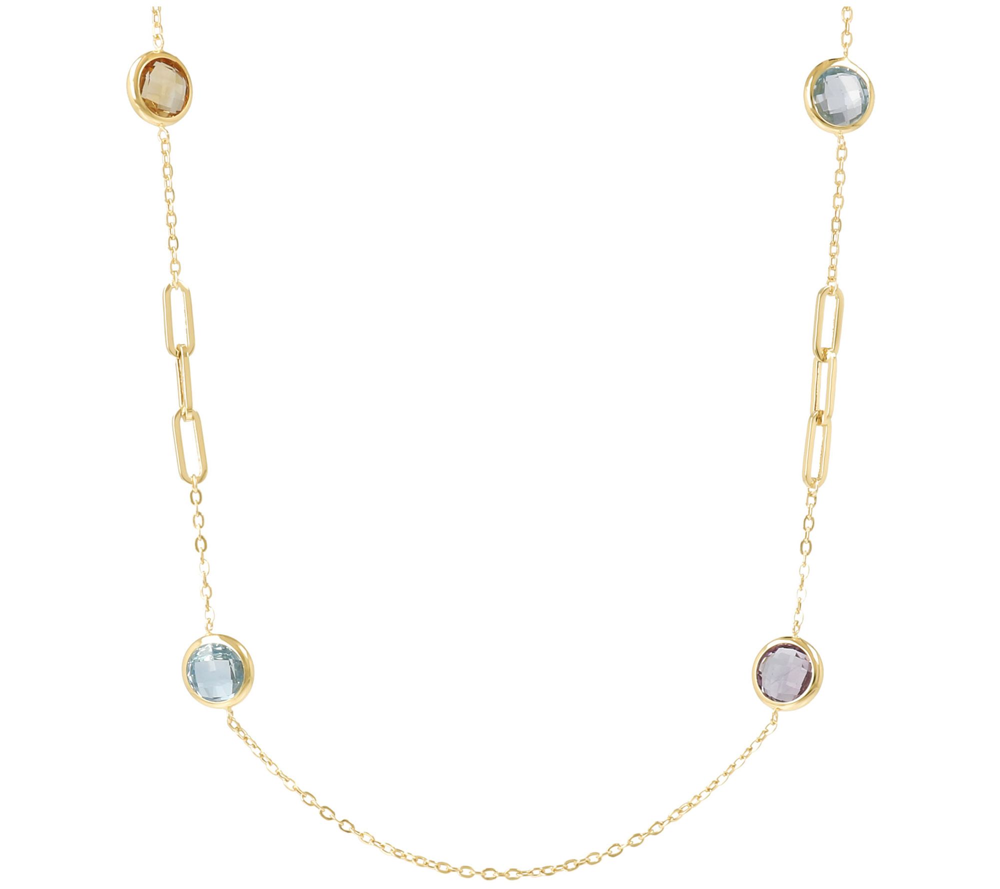 Arte d'Oro 18.30 cttw Gemstone Station Necklace, 18K Gold - QVC.com