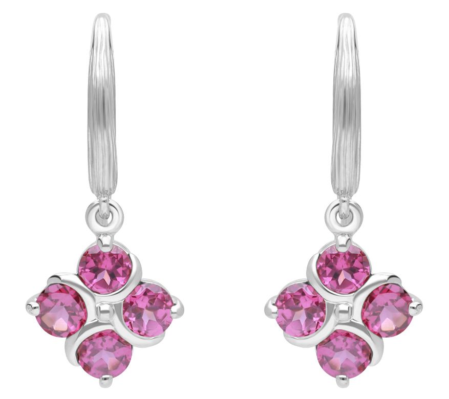 Ariva Sterling Silver Rhodolite Quartet Dangle Earrings
