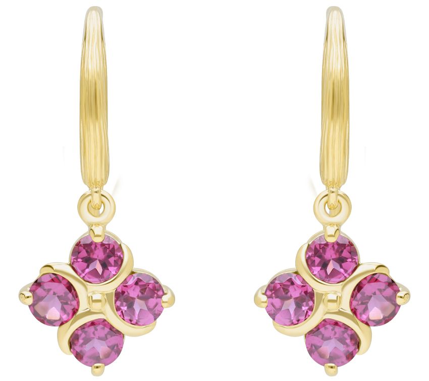 Ariva Sterling Silver Rhodolite Quartet Dangle Earrings