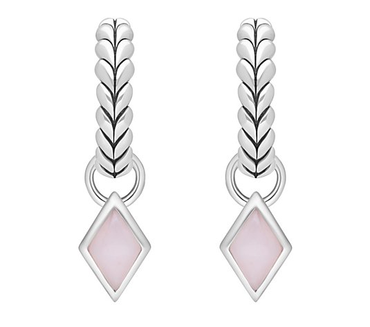 Tiffany Kay Studio Sterling Pink Opal Charm Hoop Earrings
