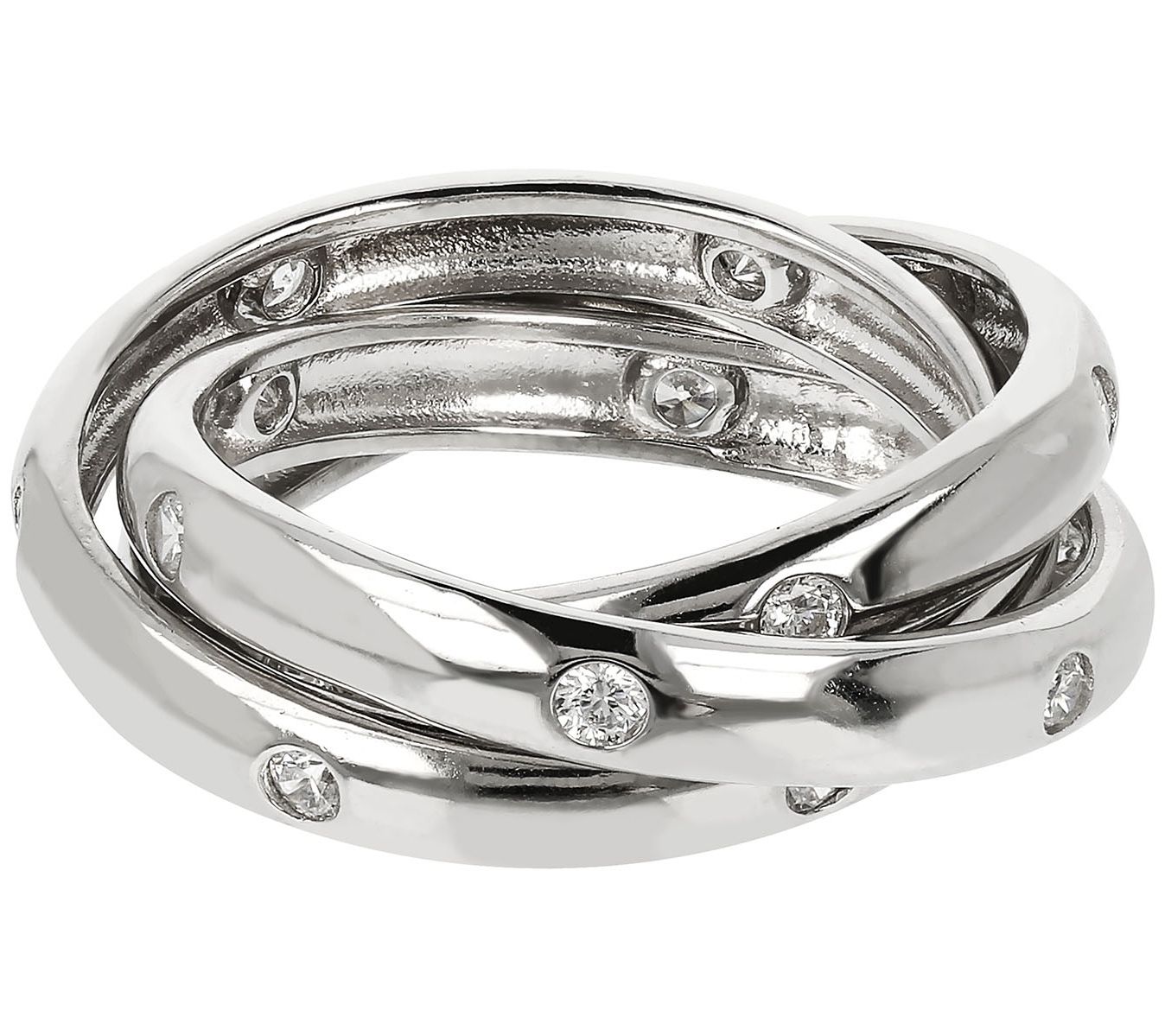 Diamonique 0.50 cttw Rolling Bands Ring, Sterling Silver