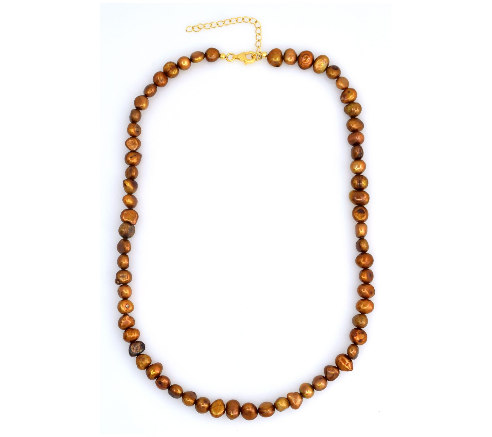 14K Gold Plated Bronze Cultured Pearl Beaded Necklace - QVC.com