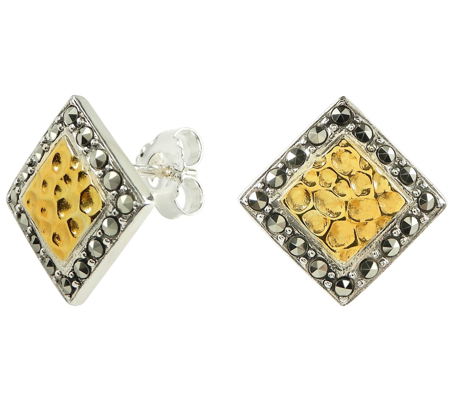 Suspicion Sterling Silver Marcasite Textured Stud Earrings