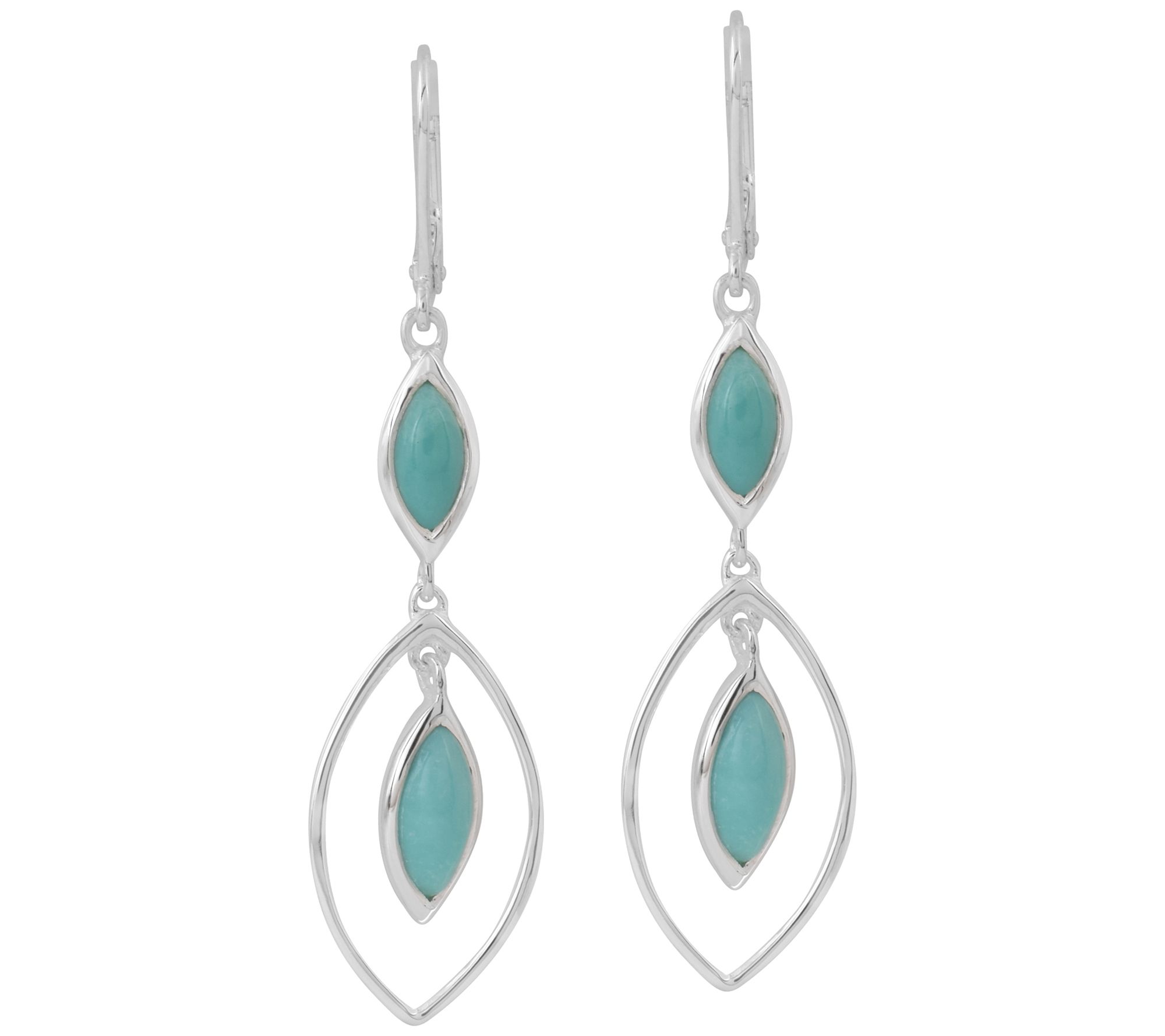 Affinity Gems Turquoise Dangle Leverback Earrings, Sterling