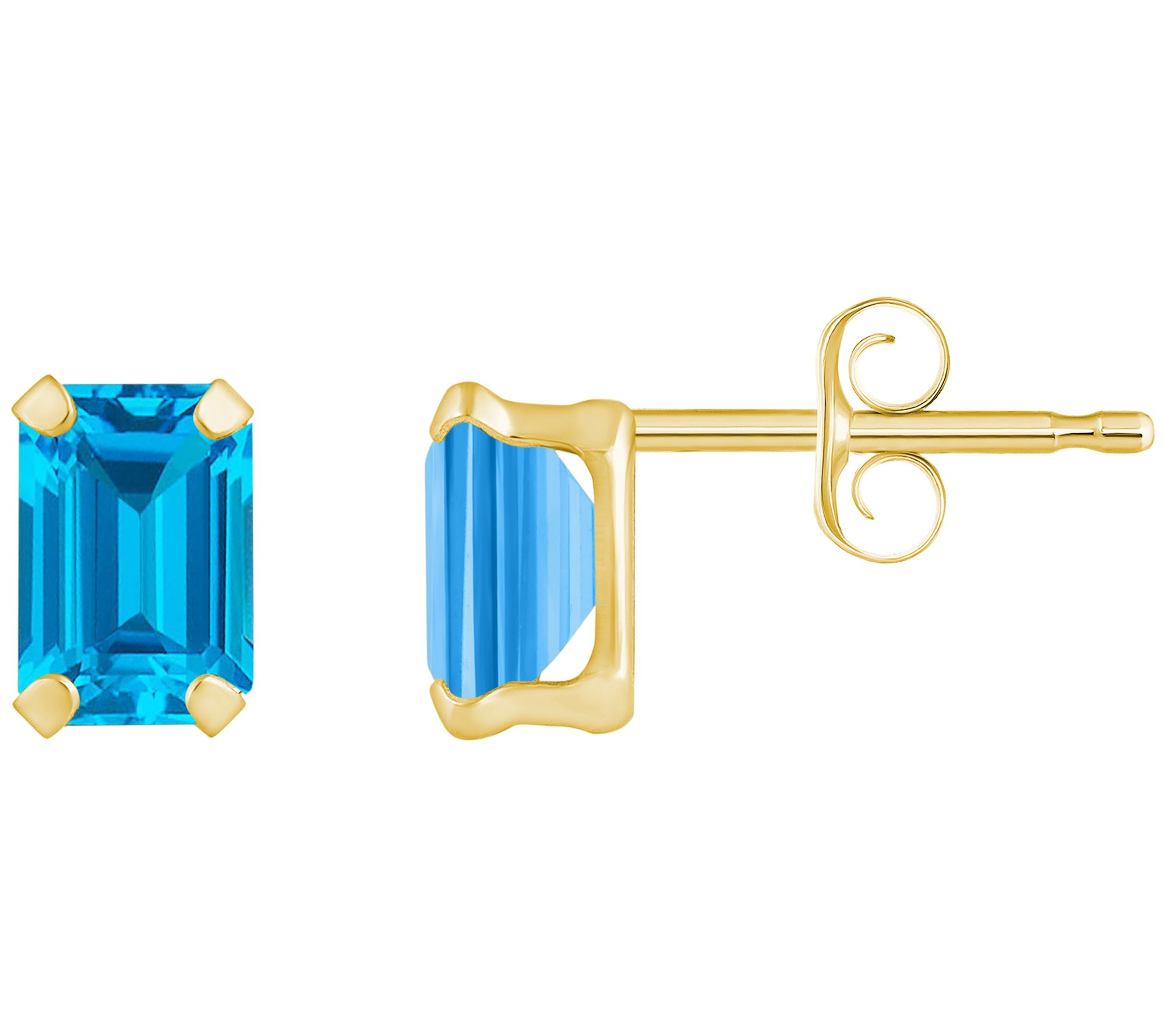 Affinity Gems Emerald Cut Gemstone Stud Earrings, 10K Gold