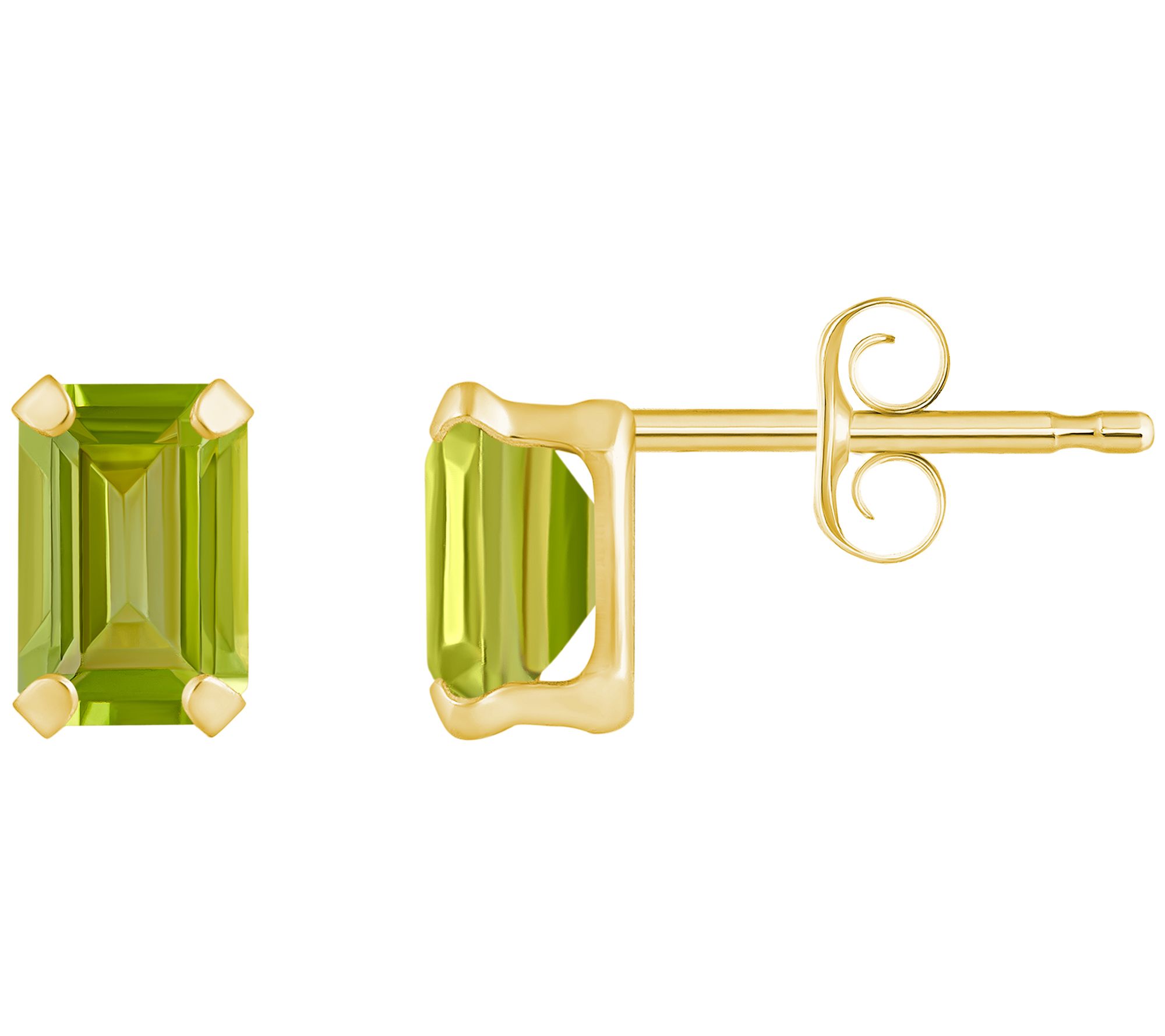 Affinity Gems Emerald Cut Gemstone Stud Earrings, 10K Gold