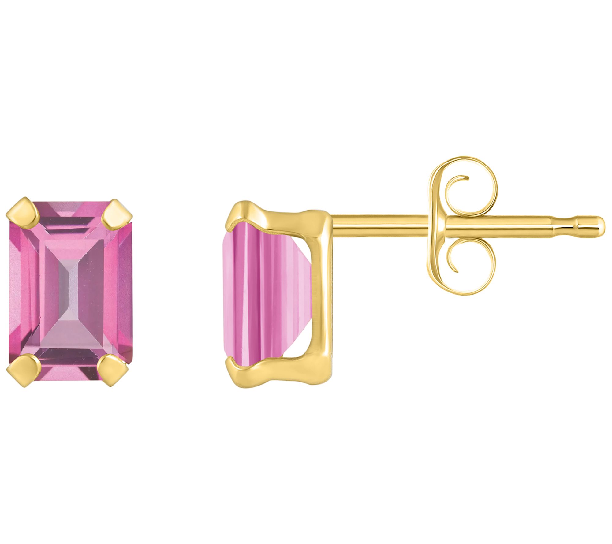 Affinity Gems Emerald Cut Gemstone Stud Earrings, 10K Gold