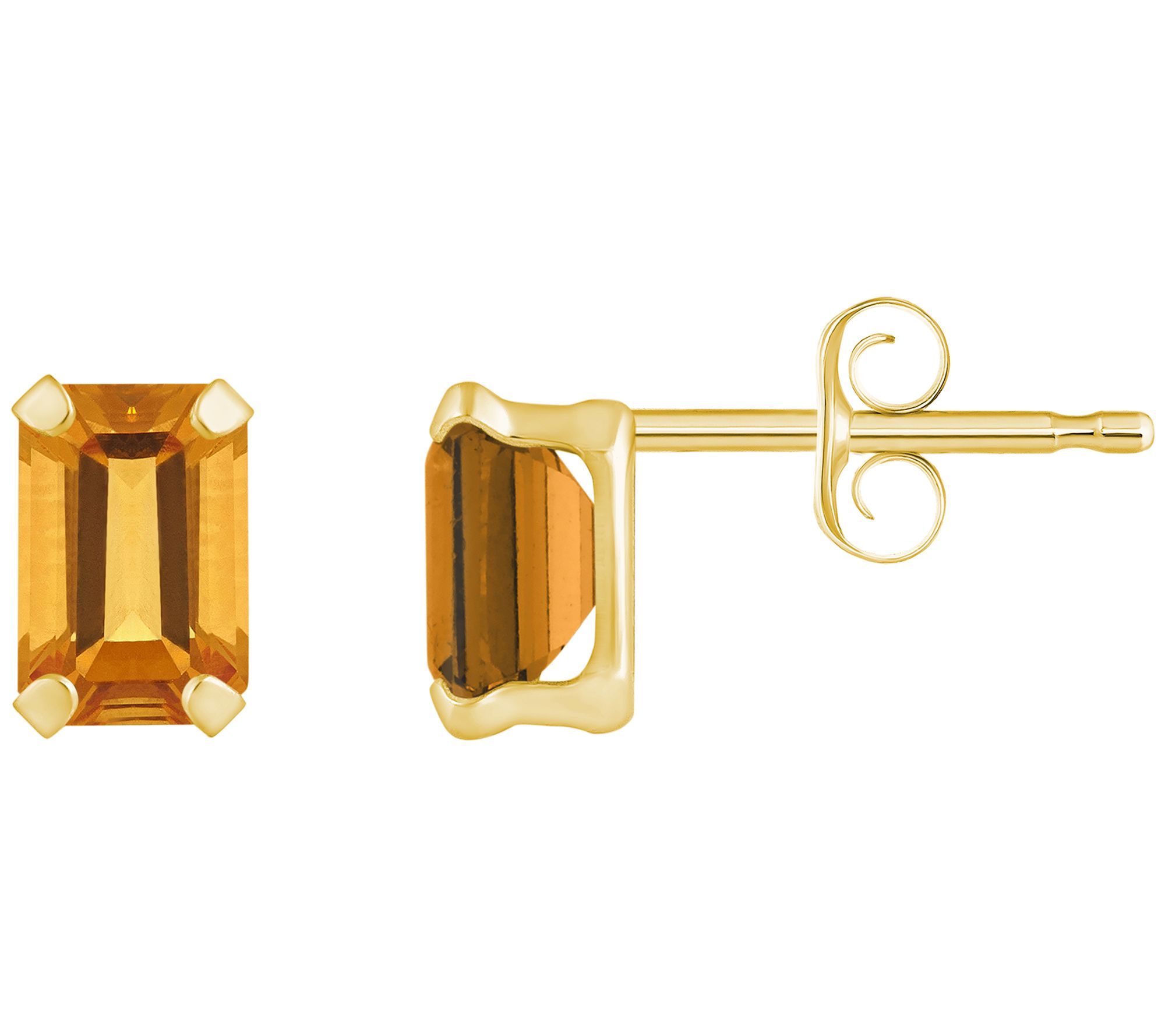 Affinity Gems Emerald Cut Gemstone Stud Earrings, 10K Gold