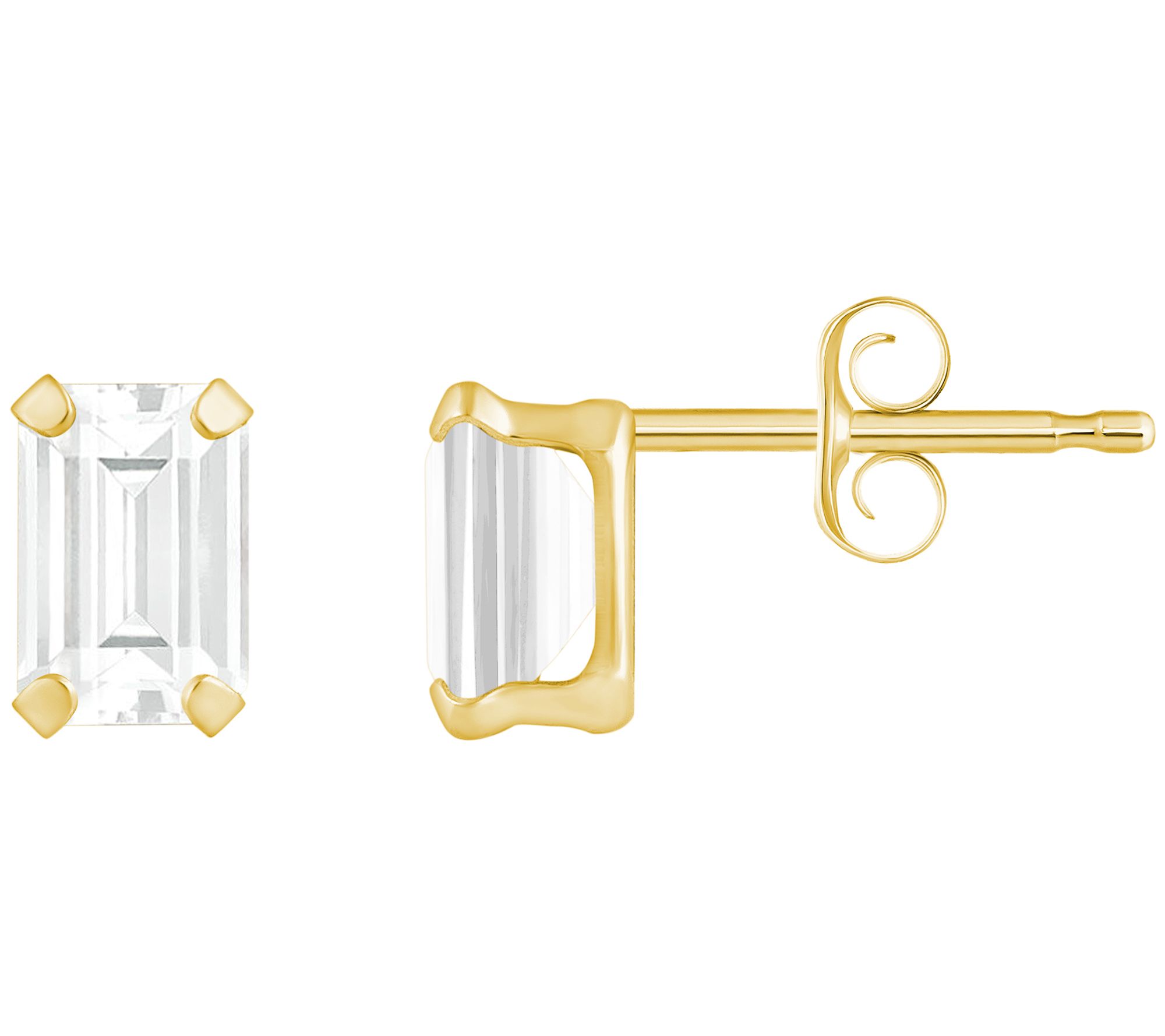 Affinity Gems Emerald Cut Gemstone Stud Earrings, 10K Gold