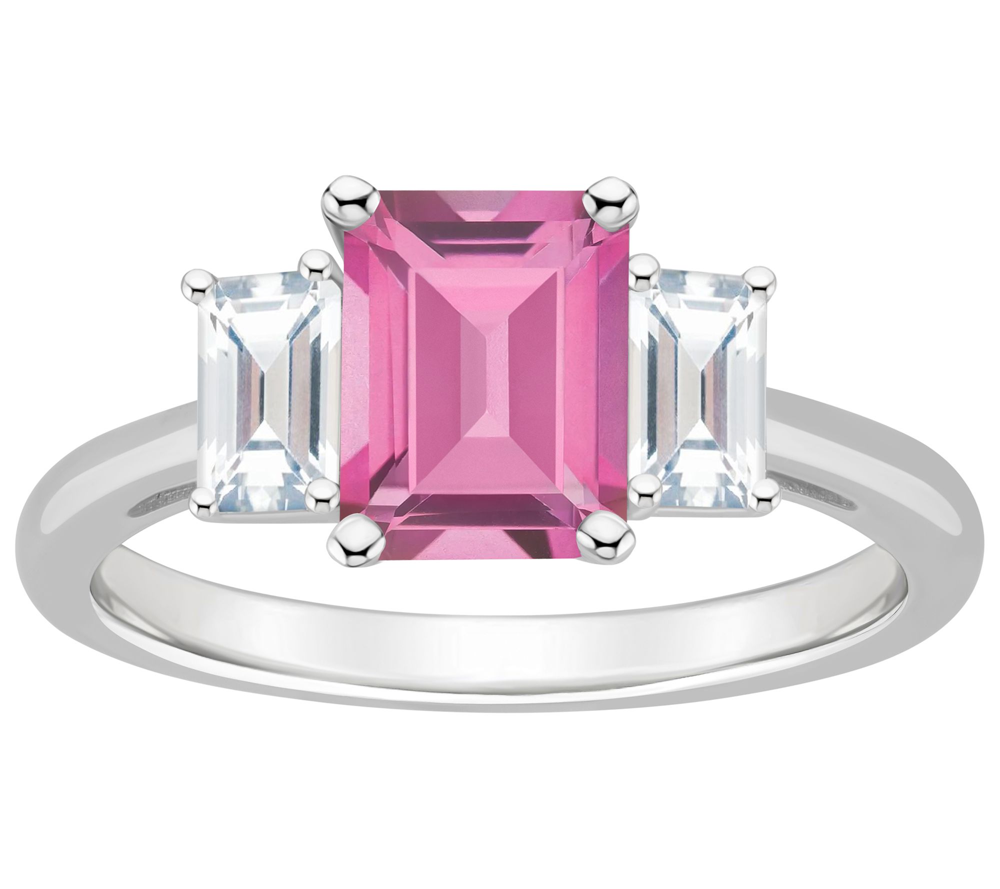 Affinity Gems Emerald Cut Multi-Colored Topaz Ring, Sterling