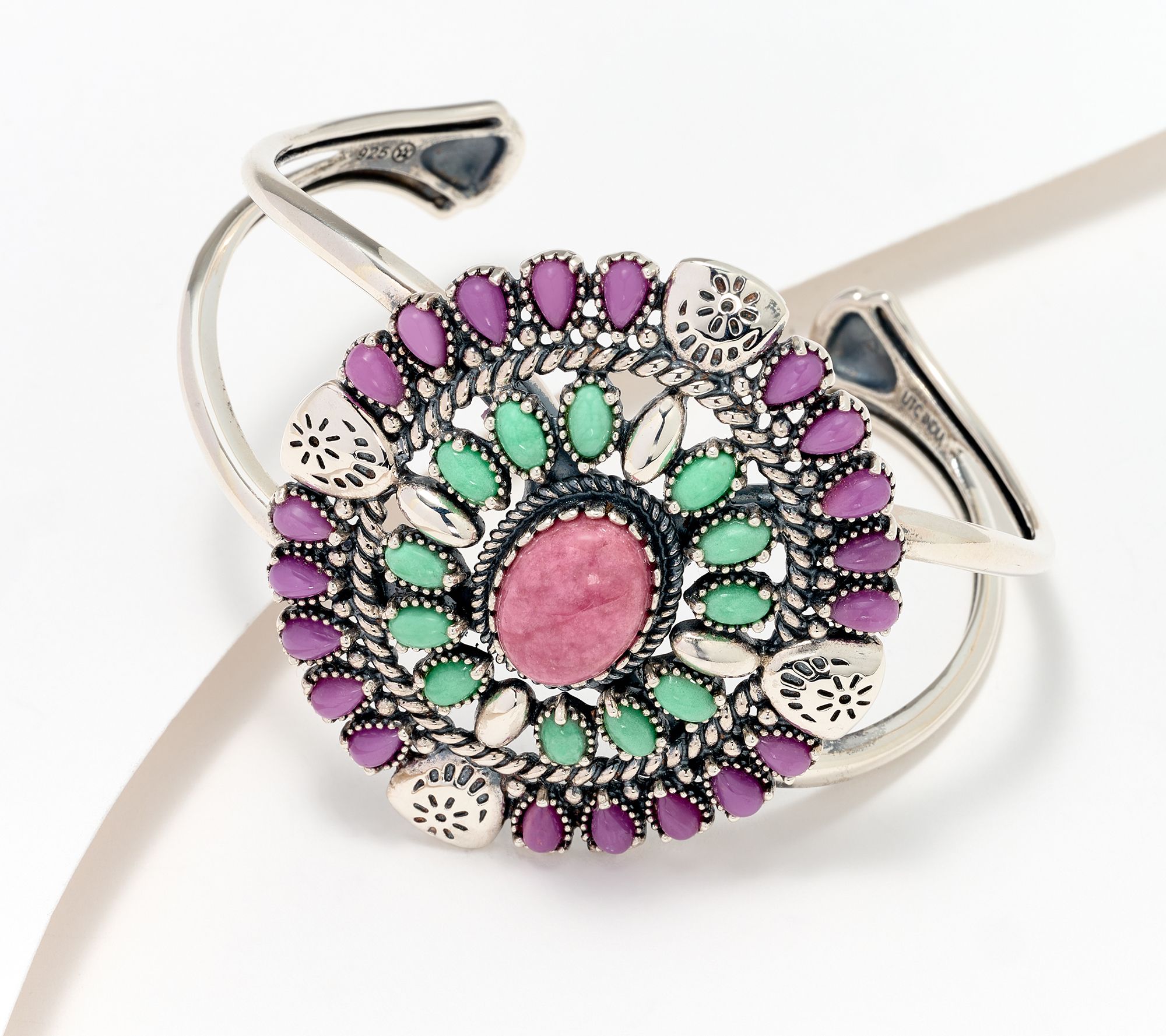 American West Sterling Silver Gemstone Cluster Cuff