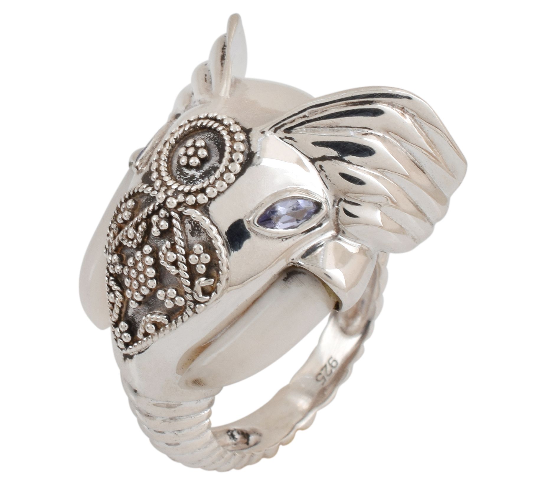 Artisan Crafted Sterling Silver Multi-GemstoneElephant Ring - QVC.com