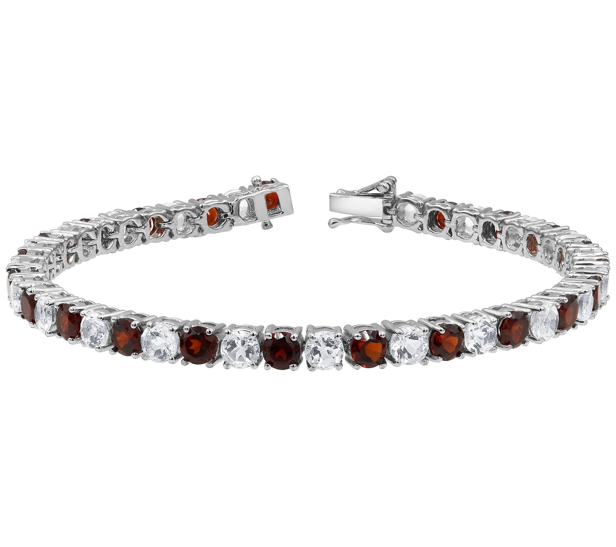 Affinity Gems Garnet & White Topaz Bracelet, Sterling Silver