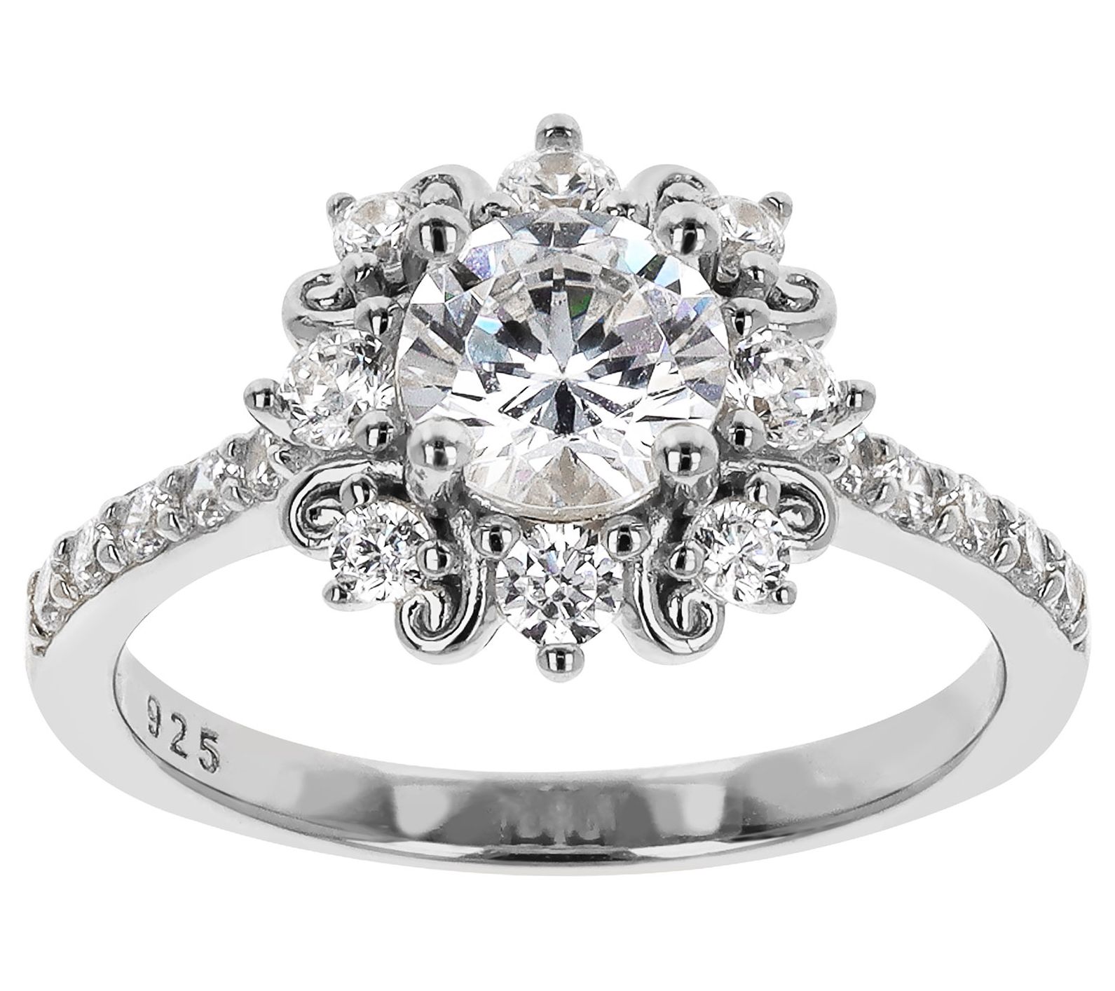 Diamonique Italia 1.70 cttw Center Design Ring,Sterling