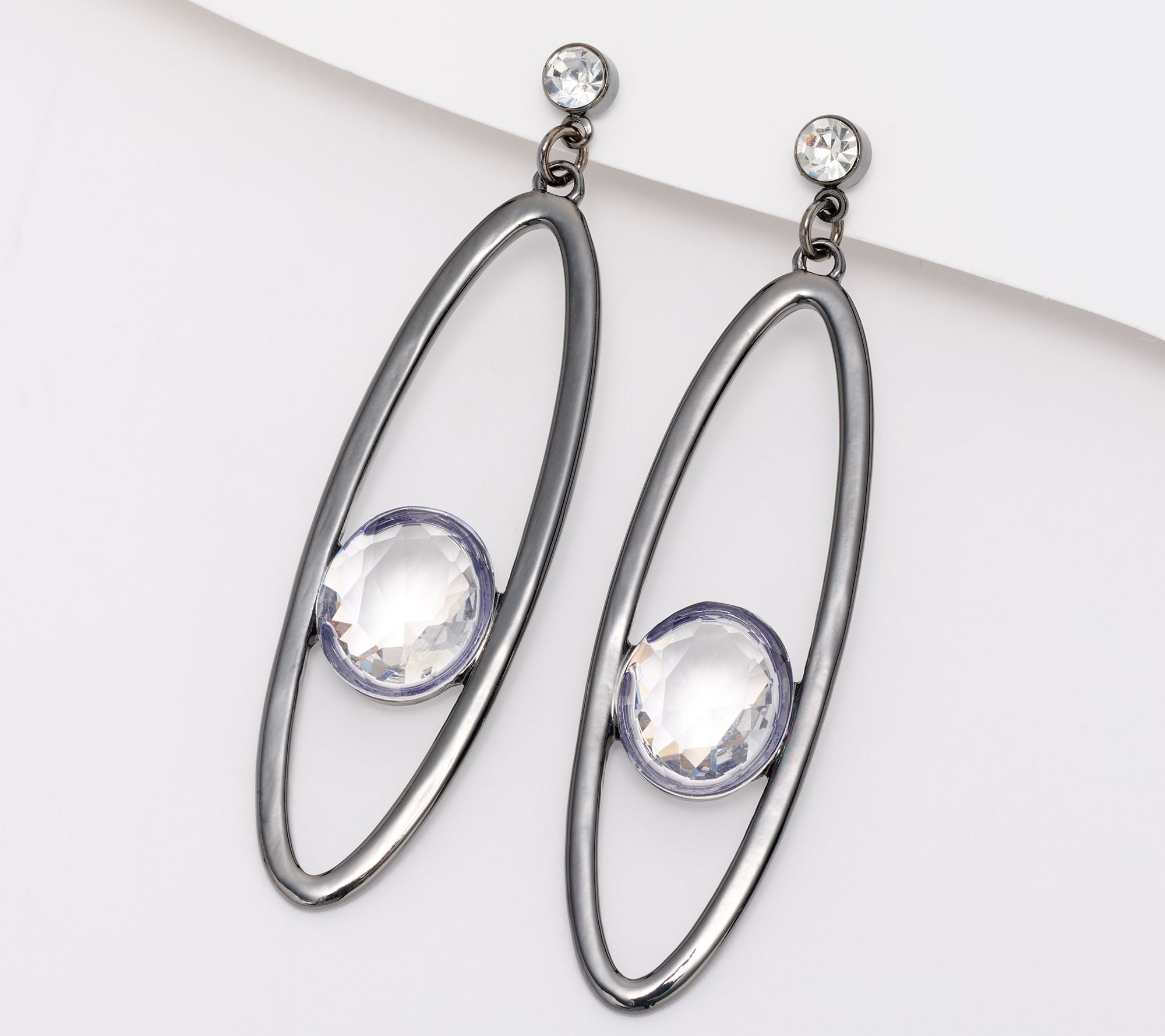 Joan Rivers Oval Hoop with Floating Stone