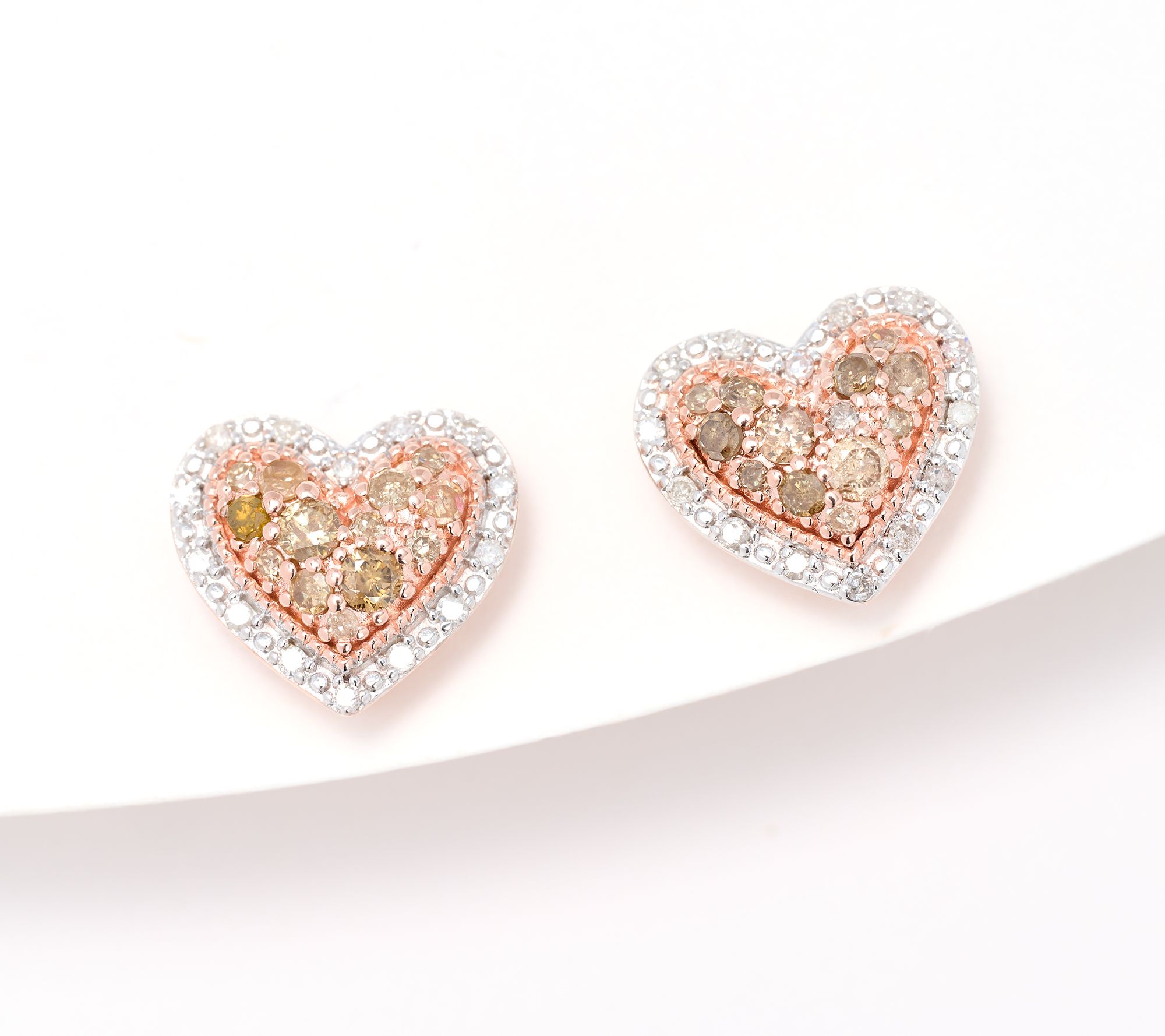 Affinity Diamonds Colored Heart 0.47cttw Studs, Sterling Silver