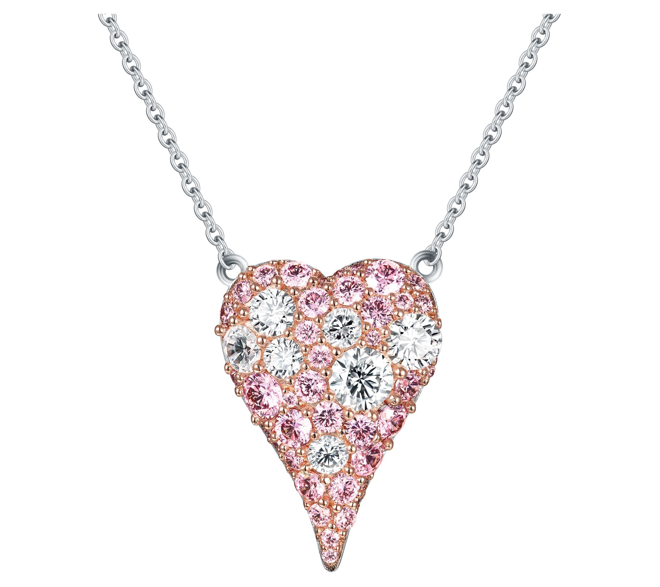 Diamonique x Jennifer Miller Pave Two-Tone Necklace, Sterling