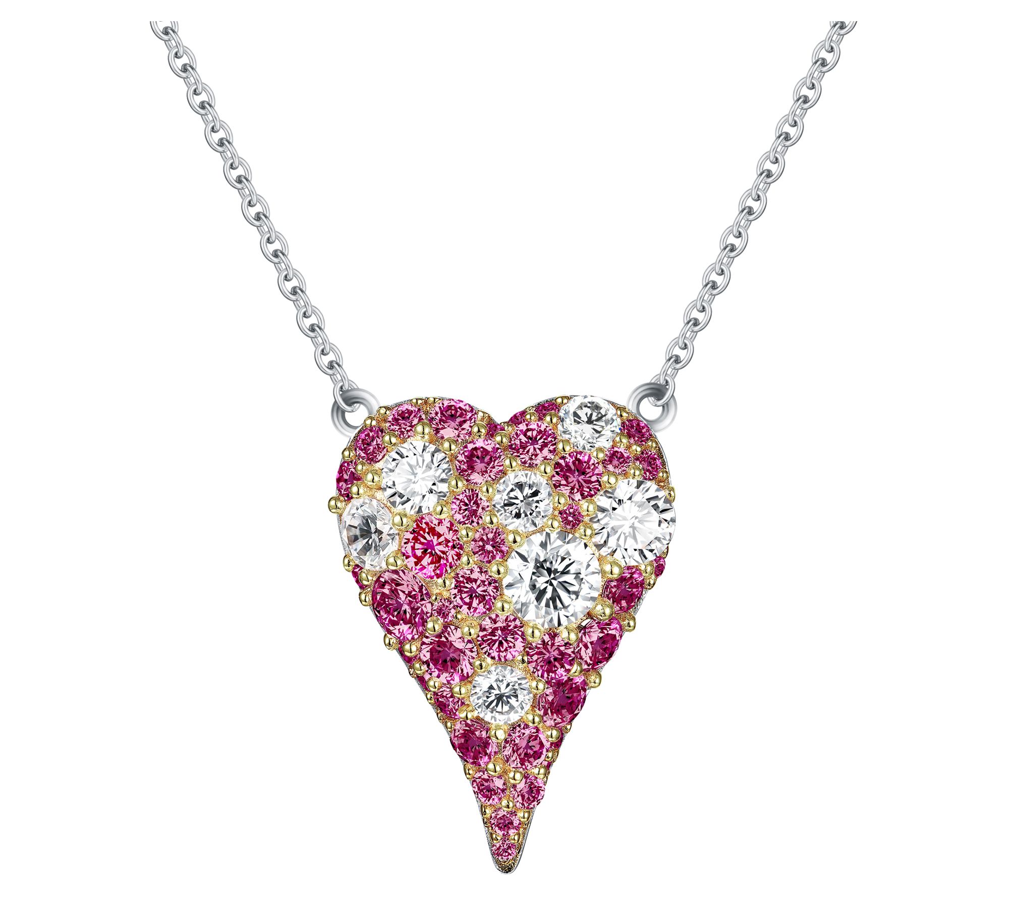 Diamonique x Jennifer Miller Pave Two-Tone Necklace, Sterling